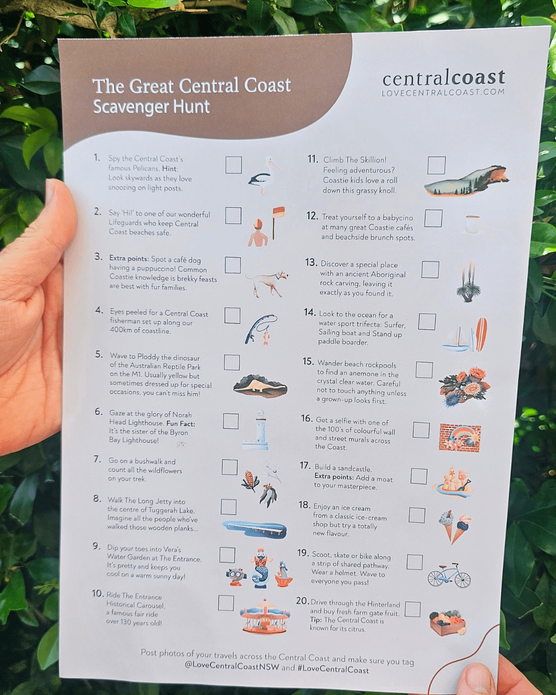 A person holding a scavenger hunt