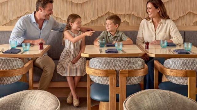 happy family at hotel