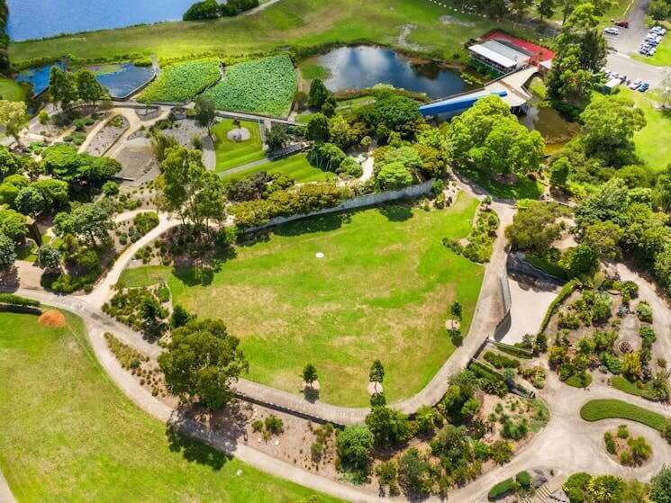 An aerial shot of a garden