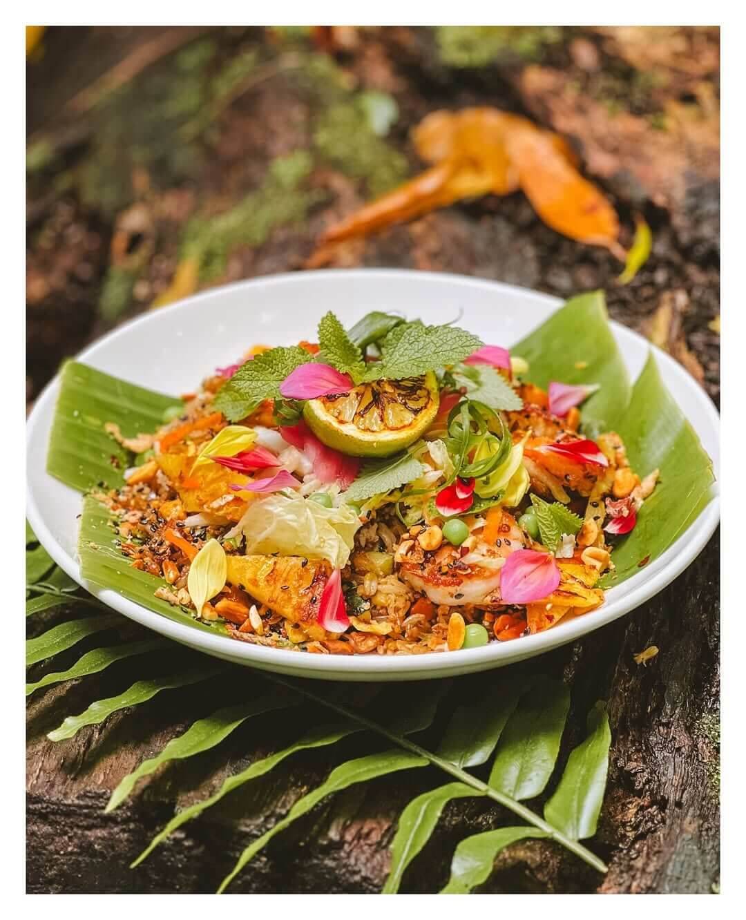 A vibrant bowl of prawn fried rice