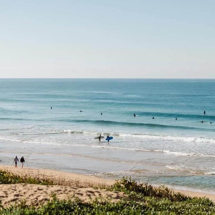 An aerial shot of a beach