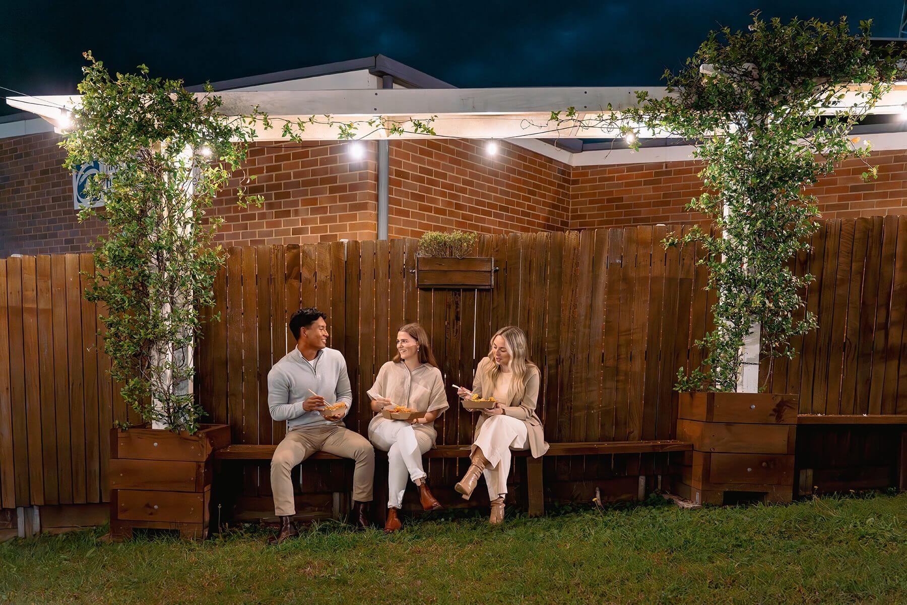 friends eating korean fried chicken in wyong